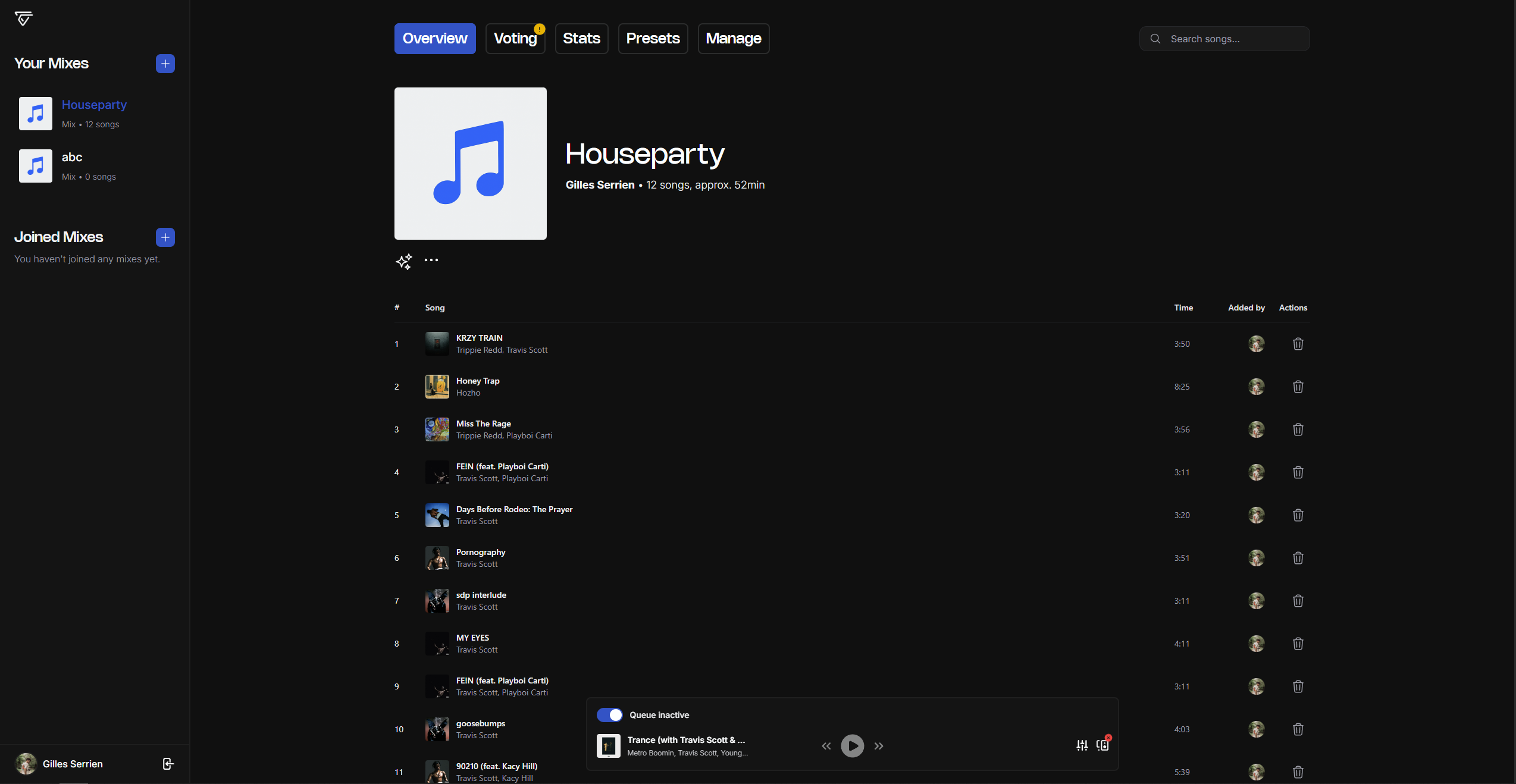A demo image of Tunofy featuring a mix